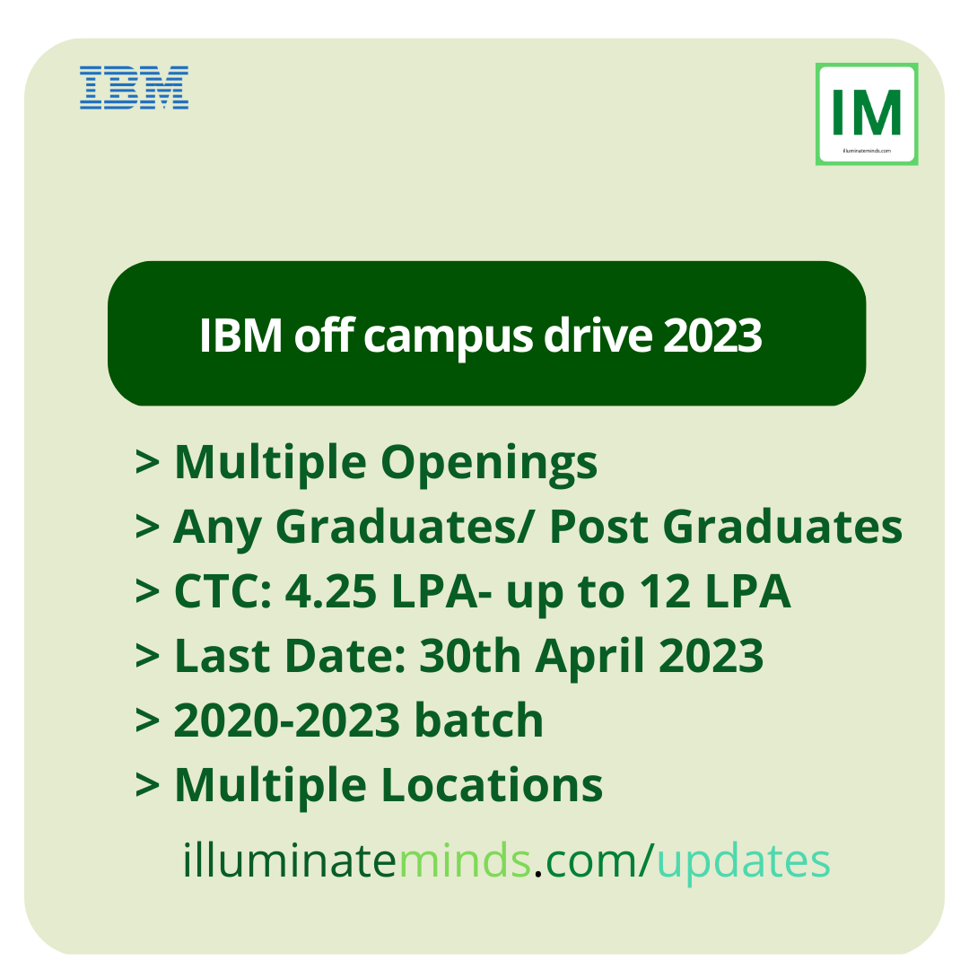 IBM off campus drive 2023 Multiple Openings Any Graduates/ Post
