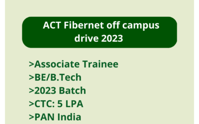 ACT Fibernet Off Campus Drive 2023 | Associate Trainee | BE/B.Tech | 2023 Batch | CTC: 5 LPA | PAN India