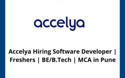 Accelya Hiring Software Developer | Freshers | BE/B.Tech | MCA in Pune