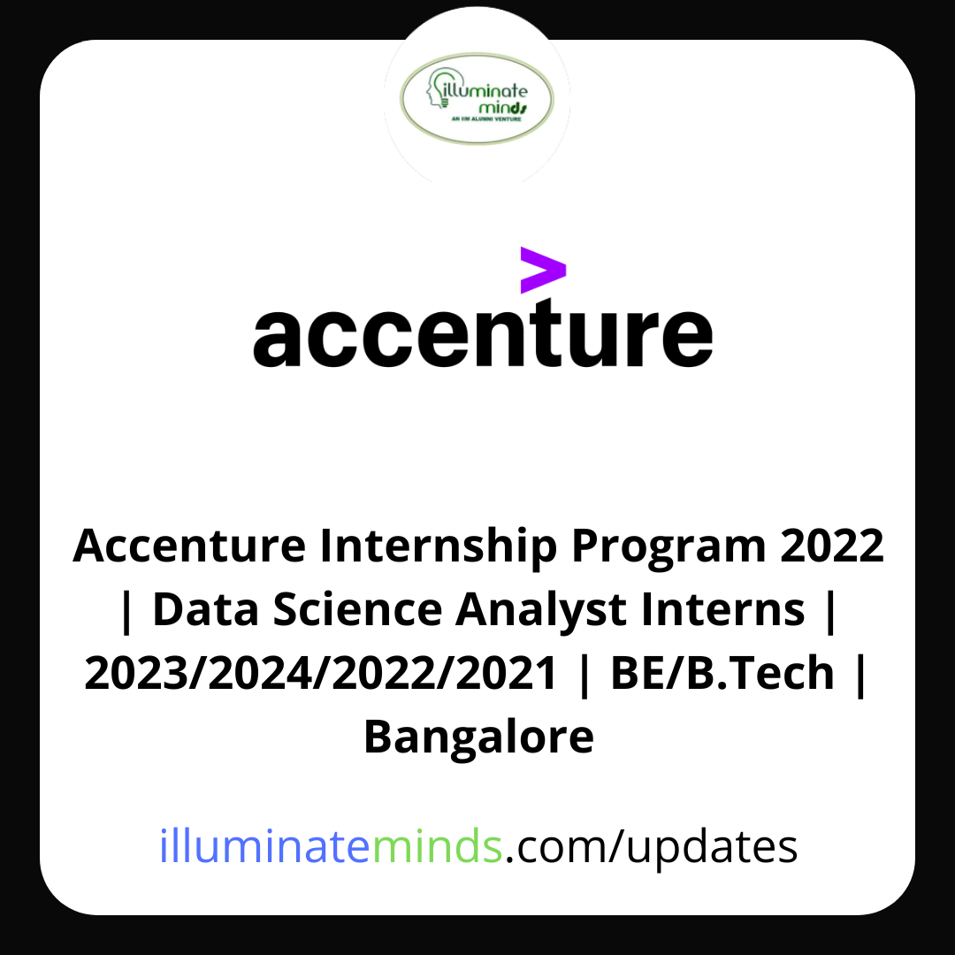 Accenture Internship Program 2022 Data Science Analyst Interns 2023