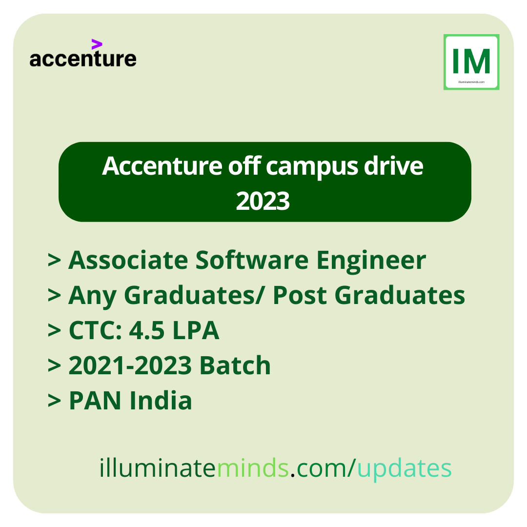 Accenture off campus drive 2023 | Associate Software Engineer | Any ...