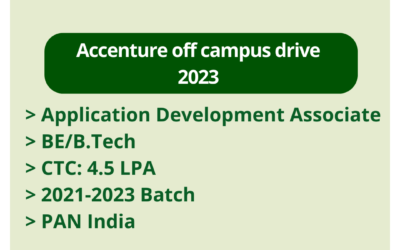 Accenture off campus drive 2023 | Application Development Associate | BE/B.Tech | CTC: 4.5 LPA | 2021-2023 Batch | PAN India