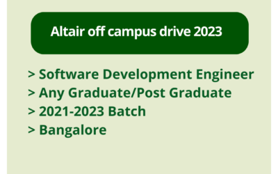 Altair off campus drive 2023 | Software Development Engineer | Any Graduate/Post Graduate | 2021-2023 Batch | Bangalore
