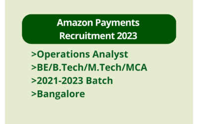 Amazon Payments Recruitment 2023 | Operations Analyst | BE/B.Tech/M.Tech/MCA | 2021-2023 Batch | Bangalore
