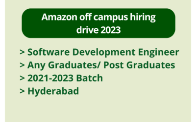 Amazon off campus hiring drive 2023 | Software Development Engineer | Any Graduates/ Post Graduates | 2021-2023 Batch | Hyderabad