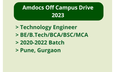 Amdocs Off Campus Drive 2023 | Technology Engineer | BE/B.Tech/BCA/BSC/MCA | 2020-2022 Batch | Pune, Gurgaon