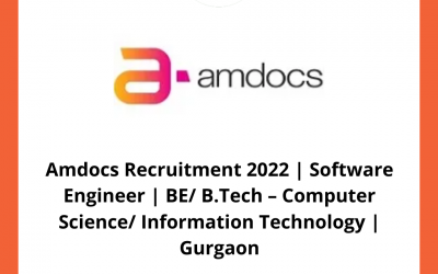 Amdocs Recruitment 2022 | Software Engineer | BE/ B.Tech – Computer Science/ Information Technology | Gurgaon