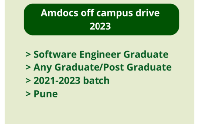 Amdocs off campus drive 2023 | Software Engineer Graduate | Any Graduate/Post Graduate | 2021-2023 batch | Pune