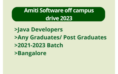 Amiti Software off campus drive 2023 | Java Developers | Any Graduates/ Post Graduates | 2021-2023 Batch | Bangalore