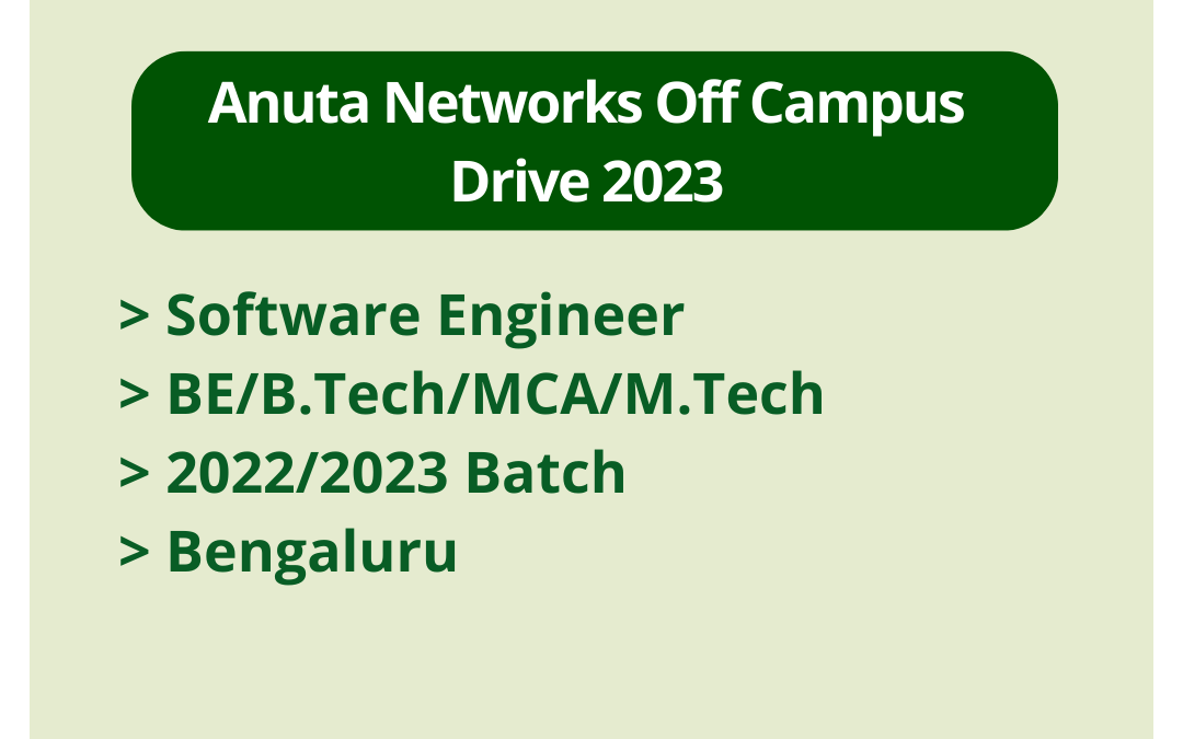 Anuta Networks Off Campus Drive 2023