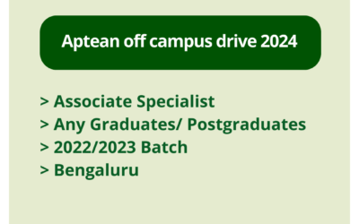 Aptean off campus drive 2024 | Associate Specialist | Any Graduates/ Postgraduates | 2022/2023 Batch | Bengaluru