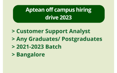 Aptean off campus hiring drive 2023 | Customer Support Analyst | Any Graduates/ Postgraduates | 2021-2023 Batch | Bangalore
