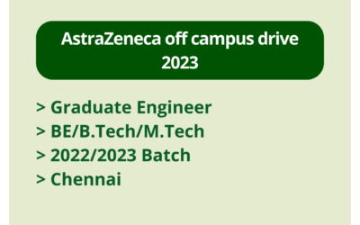 AstraZeneca off campus drive 2023 | Graduate Engineer | BE/B.Tech/M.Tech | 2022/2023 Batch | Chennai