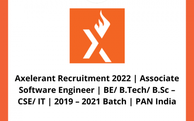 Axelerant Recruitment 2022 | Associate Software Engineer | BE/ B.Tech/ B.Sc – CSE/ IT | 2019 – 2021 Batch | PAN India