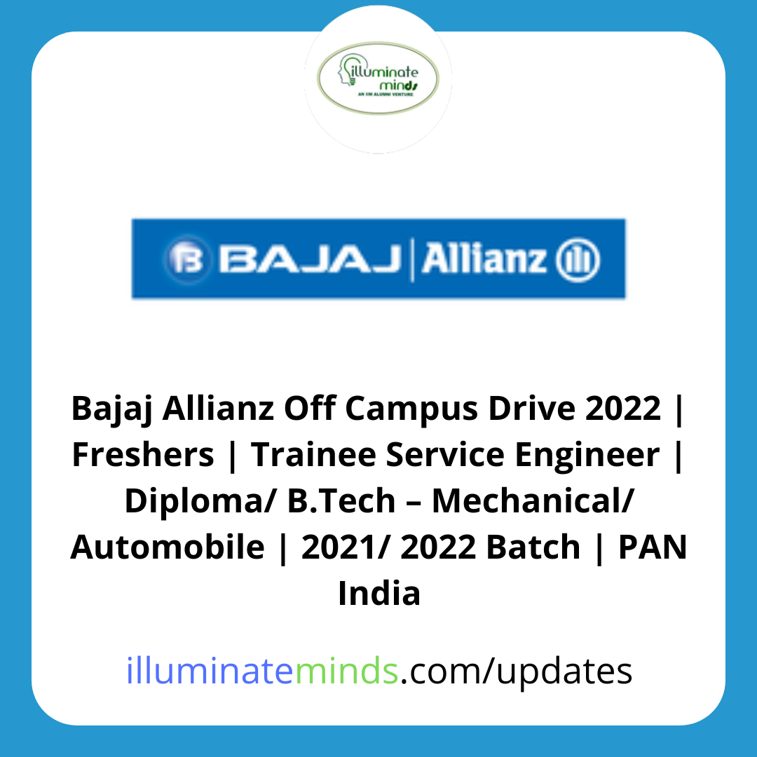 Bajaj Allianz Off Campus Drive 2022 | Freshers | Trainee Service ...