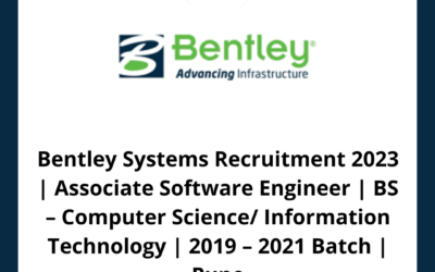 Bentley Systems Recruitment 2023 | Associate Software Engineer | BS – Computer Science/ Information Technology | 2019 – 2021 Batch | Pune