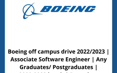 Boeing off campus drive 2022/2023 | Associate Software Engineer | Any Graduates/ Postgraduates | 2020-2023 batch | Bangalore