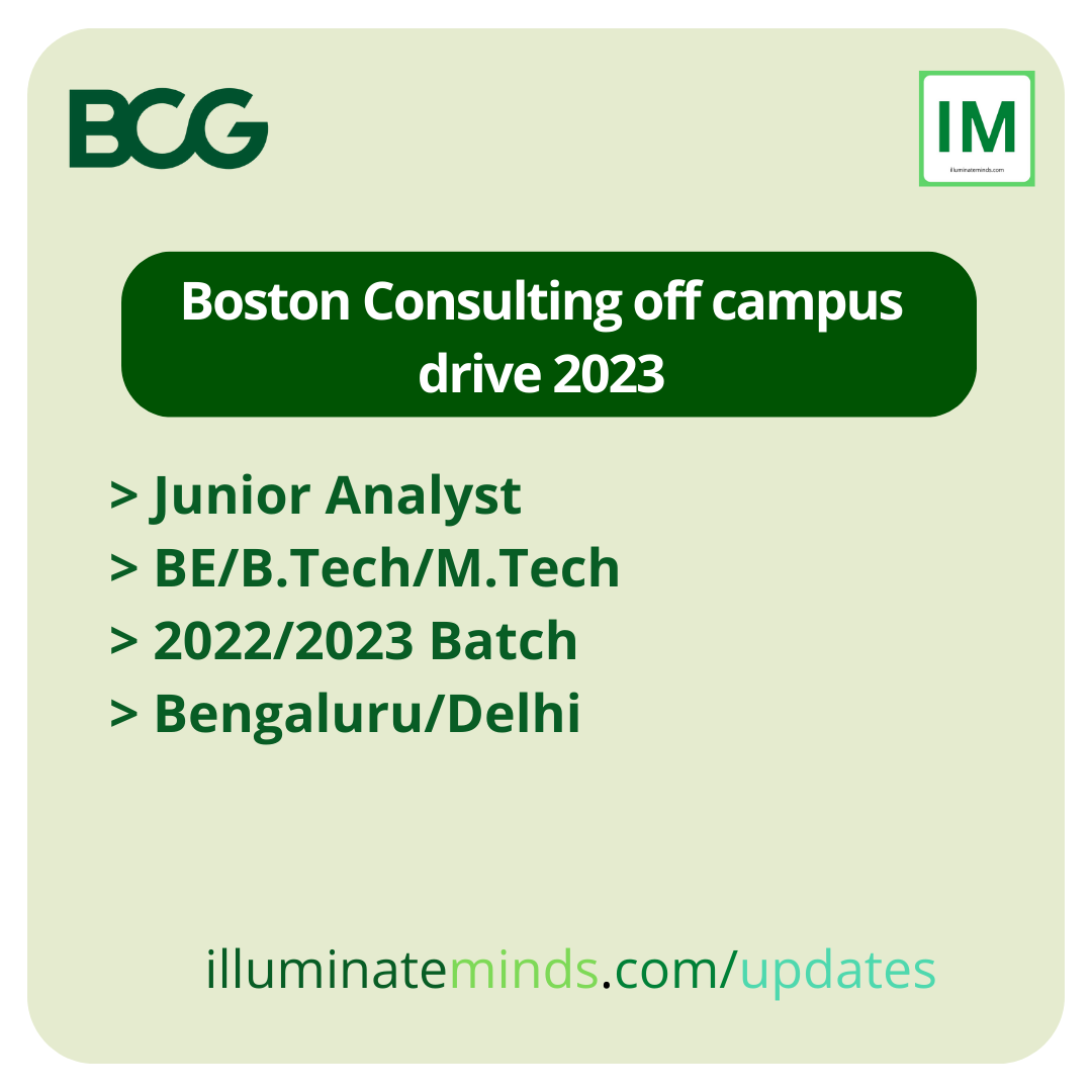 Boston Consulting off campus drive 2023 Junior Analyst B.E./B.Tech