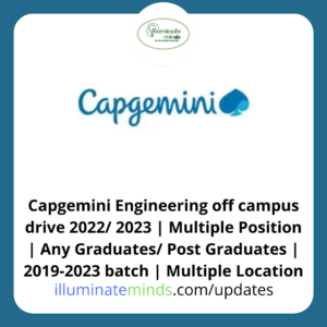 Capgemini Engineering off campus drive 2022/ 2023