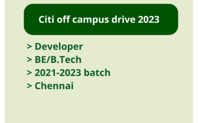 Citi off campus drive 2023 | Developer | BE/B.Tech | 2021-2023 Batch | Chennai