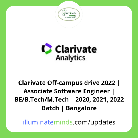 Clarivate Off-campus drive 2022 | Associate Software Engineer | BE/B ...