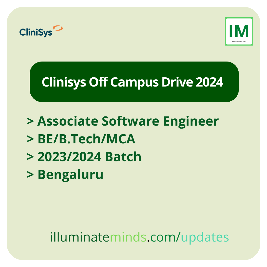 Clinisys Off Campus Drive 2024 Associate Software Engineer BE/B