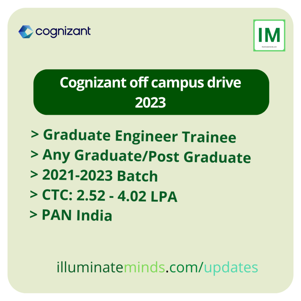 Cognizant off campus drive 2023 | Graduate Engineer Trainee | Any ...
