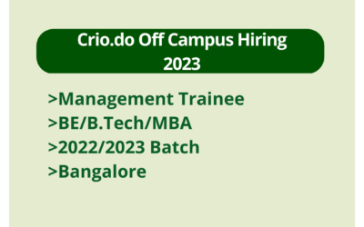 Crio.do Off Campus Hiring 2023 | Management Trainee | BE/B.Tech/MBA | 2022/2023 Batch | Bangalore