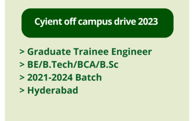 Cyient off campus drive 2023 | Graduate Trainee Engineer | BE/B.Tech/BCA/B.Sc | 2021-2024 Batch | Hyderabad