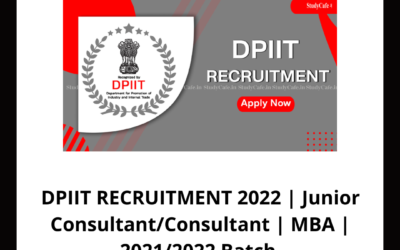 DPIIT RECRUITMENT 2022 | Junior Consultant/Consultant | MBA | 2021/2022 Batch | PAN India