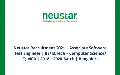 Neustar Recruitment 2021 | Associate Software Test Engineer | BE/ B.Tech  Computer Science/ IT; MCA | 2018 â€“ 2020 Batch | Bangalore