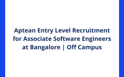 Aptean Entry Level Recruitment for Associate Software Engineers at Bangalore | Off Campus