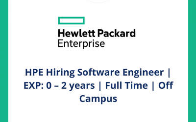 HPE Hiring Software Engineer | EXP: 0 – 2 years | Full Time | Off Campus