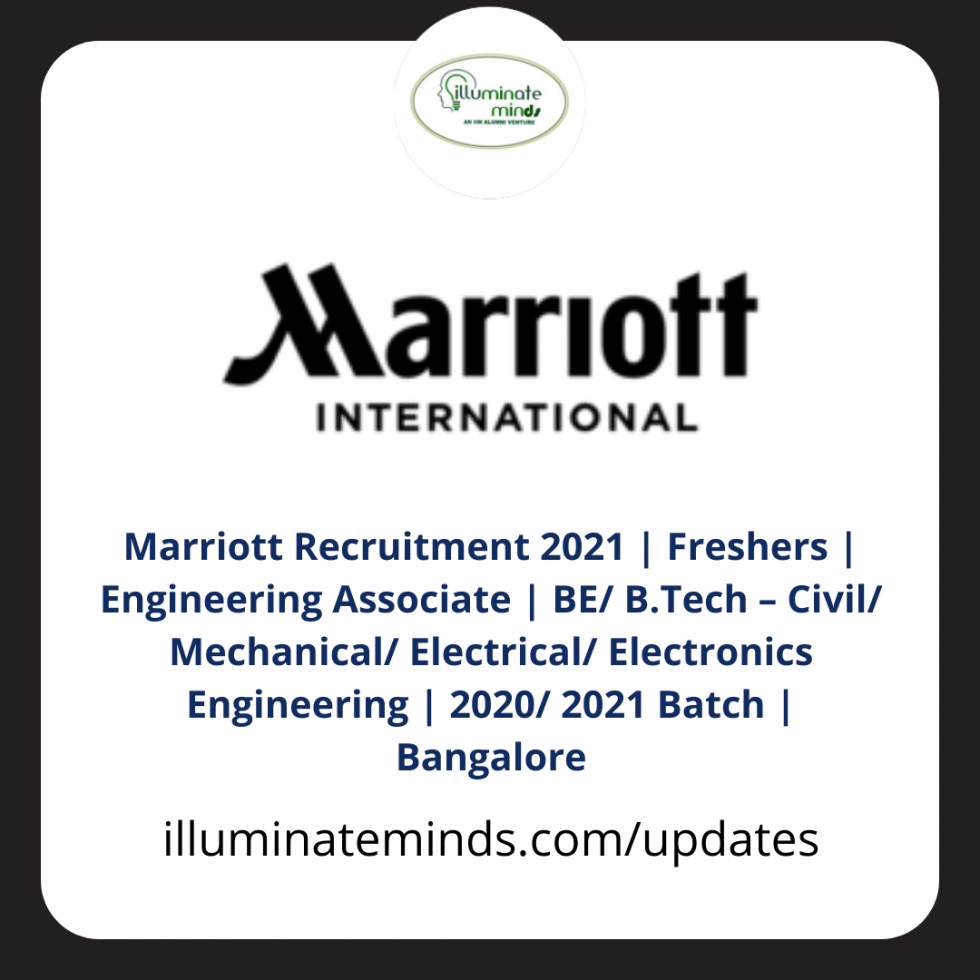 Marriott Recruitment 2021 | Freshers | Engineering Associate | BE/ B