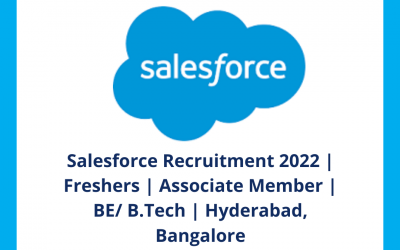 Salesforce Recruitment 2022 | Freshers | Associate Member | BE/ B.Tech | Hyderabad, Bangalore