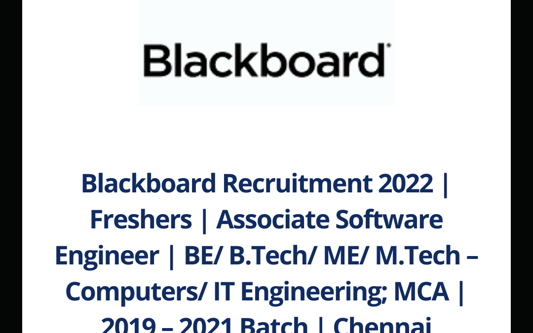 Blackboard Recruitment 2022 Freshers Associate Software Engineer