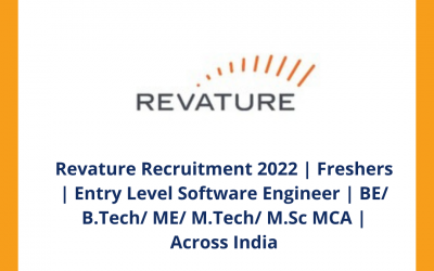 Revature Recruitment 2022 | Freshers | Entry Level Software Engineer | BE/ B.Tech/ ME/ M.Tech/ M.Sc MCA | Across India
