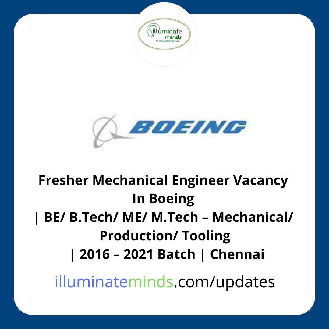 Fresher Mechanical Engineer Vacancy In Boeing BE/ B.Tech/ ME/ M.Tech Mechanical/ Production