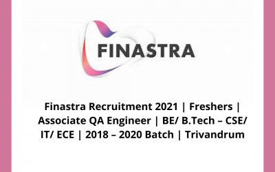 Finastra Recruitment 2021 | Freshers | Associate QA Engineer | BE/ B.Tech – CSE/ IT/ ECE | 2018 – 2020 Batch | Trivandrum