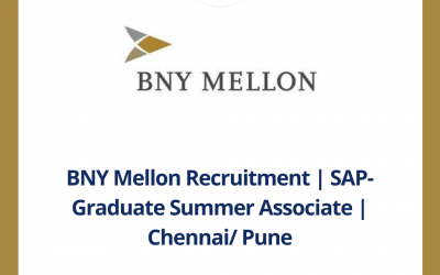 BNY Mellon Recruitment | SAP-Graduate Summer Associate | Chennai/ Pune | MBA | Post Graduate
