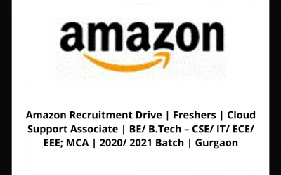 Amazon Recruitment Drive | Freshers | Cloud Support Associate | BE/ B.Tech – CSE/ IT/ ECE/ EEE; MCA | 2020/ 2021 Batch | Gurgaon