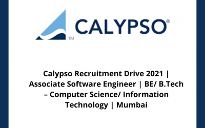 Calypso Recruitment Drive 2021 | Associate Software Engineer | BE/ B.Tech – Computer Science/ Information Technology | Mumbai