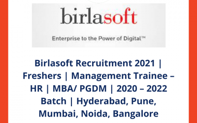 Birlasoft Recruitment 2021 | Freshers | Management Trainee | MBA/ PGDM | PAN India