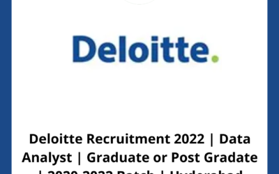 Deloitte Recruitment 2022 | Data Analyst | Graduate or Post Gradate | 2020-2022 Batch | Hyderabad