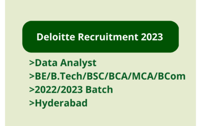 Deloitte Recruitment 2023 | Data Analyst | BE/B.Tech/BSC/BCA/MCA/BCom | 2022/2023 Batch | Hyderabad