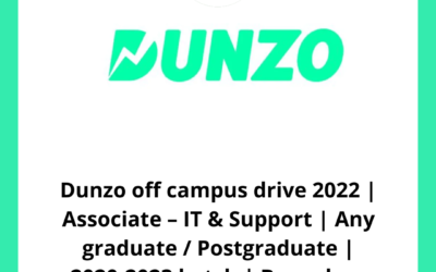 Dunzo off campus drive 2022 | Associate – IT & Support | Any graduate / Postgraduate | 2020-2023 batch | Bangalore