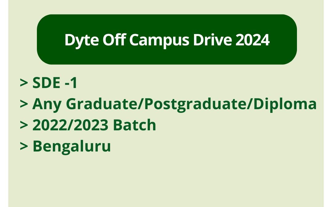 Dyte Off Campus Drive 2024 SDE 1 Any Graduate/Postgraduate/Diploma
