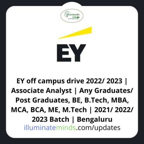 EY off campus drive 2022/ 2023 | Associate Analyst | Any Graduates ...
