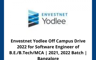 Envestnet Yodlee Off Campus Drive 2022 for Software Engineer of B.E./B.Tech/MCA | 2021, 2022 Batch | Bangalore