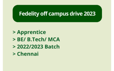 Fedelity off campus drive 2023 | Apprentice | BE/ B.Tech/ MCA | 2022/2023 Batch | Chennai